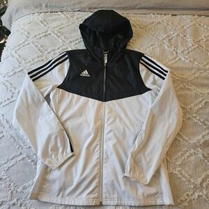Adidas Women's Alphaskin Trio Windbreaker Black and White Small